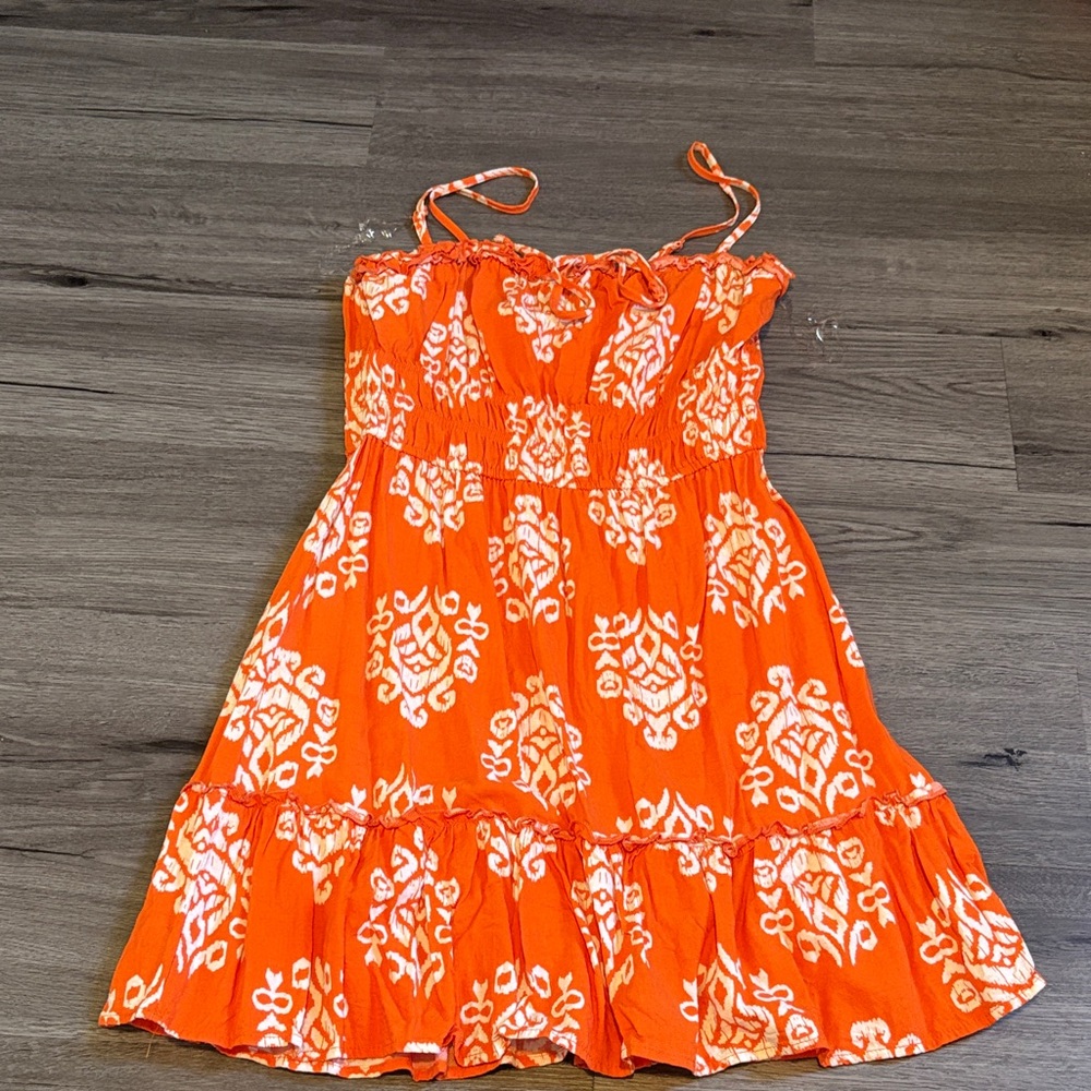June & Hudson Orange and White Mini Dress